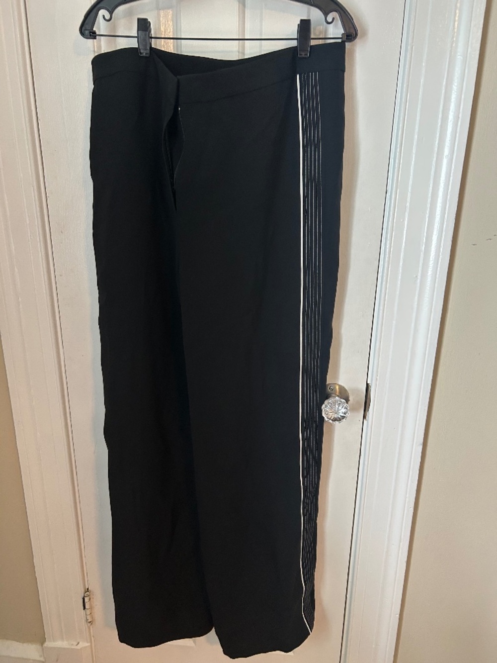 St John Black silk wide-legged trousers